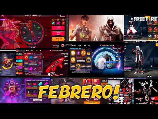 EVENTOS DE LA AGENDA SEMANAL EN FEBRERO FREE FIRE, Assassin's Cred, CUELLO DE TORTUGA y MP40 COBRA