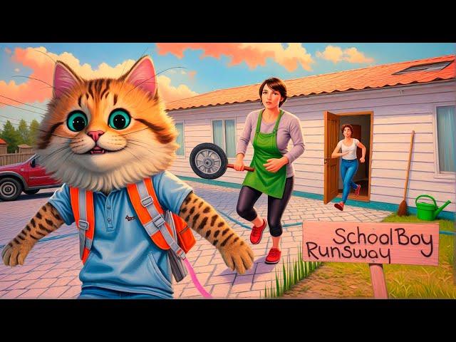 УЧИТЬ УРОКИ не МОЁ, а ВОТ ПОБЕГ ЧЕРЕЗ КРЫШУ другое дело  SchoolBoy Runaway Весёлый Кот