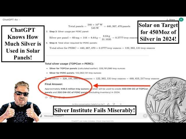 ALERT! Physical Silver Used in Solar for 2024 is Tracking 450Moz!! EASY TO CALCULATE!! (Bix Weir)