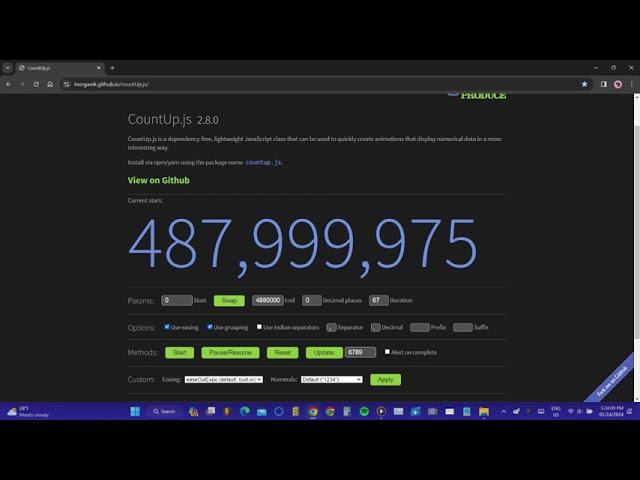 Counting to 488 million on countup.js!!! (in a minute)