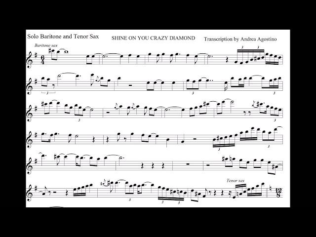 Shine On You Crazy Diamond – Baritone and Tenor Sax Solo Transcription - Pink Floyd