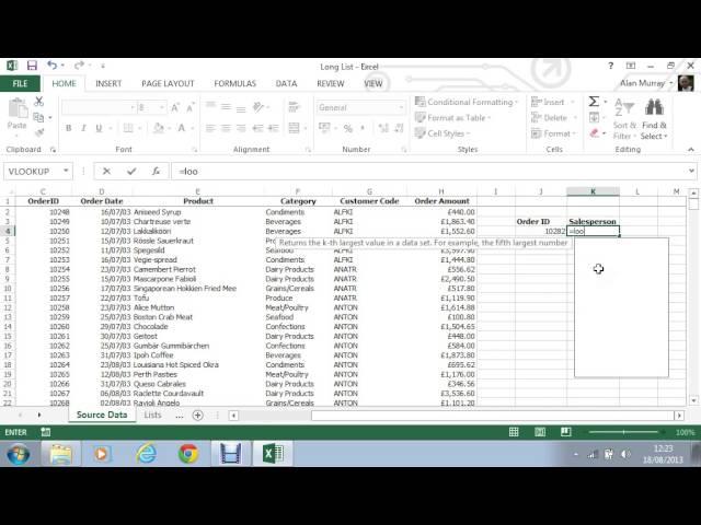 How to use the LOOKUP Function in Excel