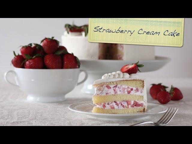 Strawberry Cream Cake | Chiffon Cake, Fresh Strawberries, and Lightly Sweeten Whipped Cream