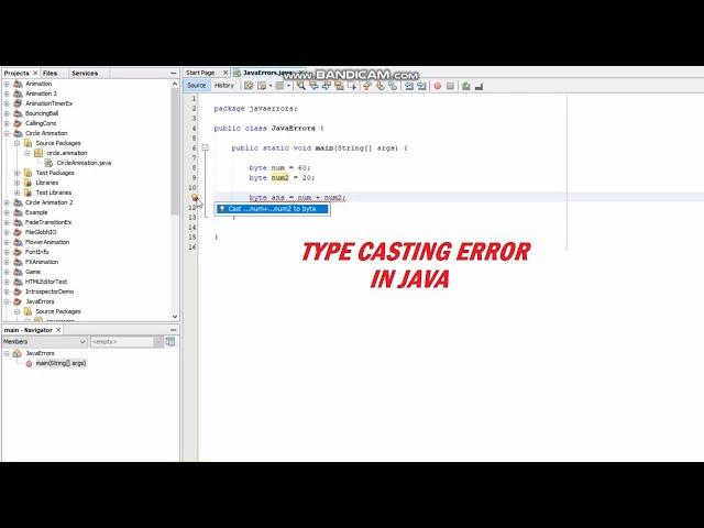 Type Casting Error in Java