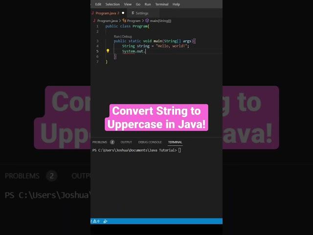 Convert String to Uppercase in Java! #shorts #python #programming #coding