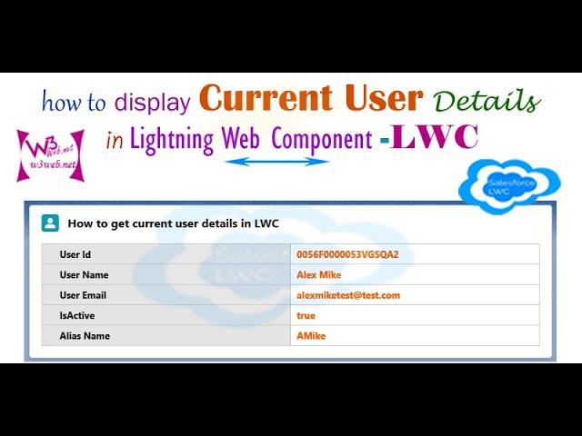 How to get current User Id, Name, Email details of longed user & display on DOM in Salesforce LWC