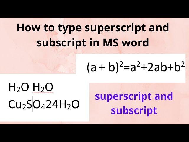 How to type superscript and subscript in ms word