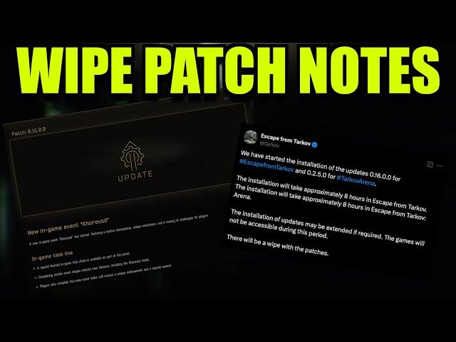 ESCAPE FROM TARKOV PATCH NOTES 0.16.0 | WIPE + FLEA CHANGES