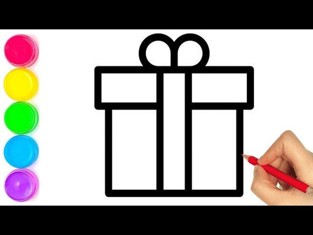 How To Draw Gift Box  Drawing Very Easy Step By Step|| Gift Box Drawing Easy For Birthday Boy