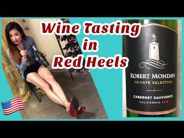 Red Heels Shoeplay Wine Tasting, California Robert Mondavi, Wedges Pumps Dangling Dangle Feet Legs