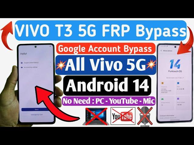 Vivo T3 5G FRP Bypass Android 14 | Vivo Android 14 FRP Bypass | Vivo T3 lite 5G