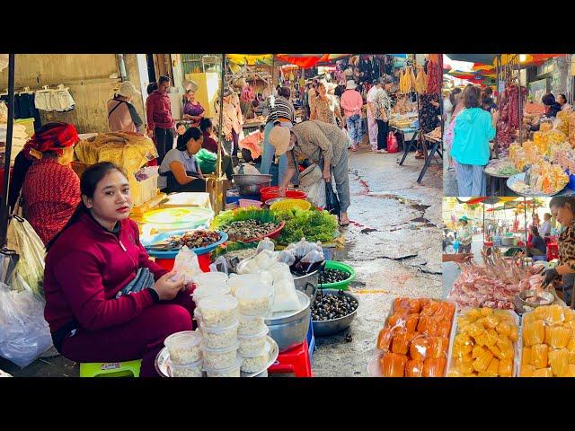 The Bustling Morning Market - Plentiful of Food, Delicacies Dessert, Fruits, Vegetables, Chicken