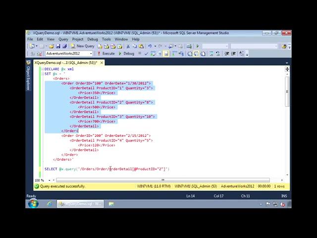 SQL Server 2012 - Using XQuery to Query XML Data