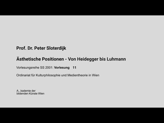 Ästhetische Positionen - Von Heidegger bis Luhmann (V11), Peter Sloterdijk, Wien, 2001