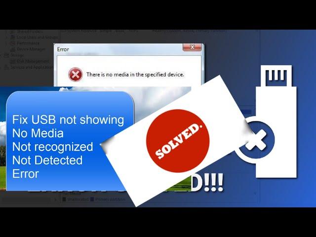 How to fix usb drive not showing, no media, not recognized, 0 byte issue windows 10