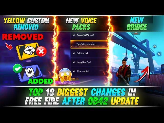 TOP 10 BIGGEST CHANGES IN FREE FIRE AFTER OB42 UPDATE | FREE FIRE NEW OB42 UPDATE | FREE FIRE INDIA