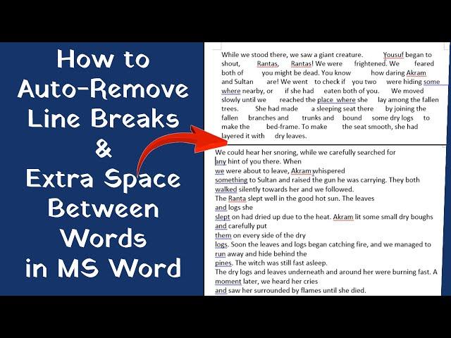 Automatically Remove Line Breaks and Extra Space between words in MS Word | Quick and Easy Trick