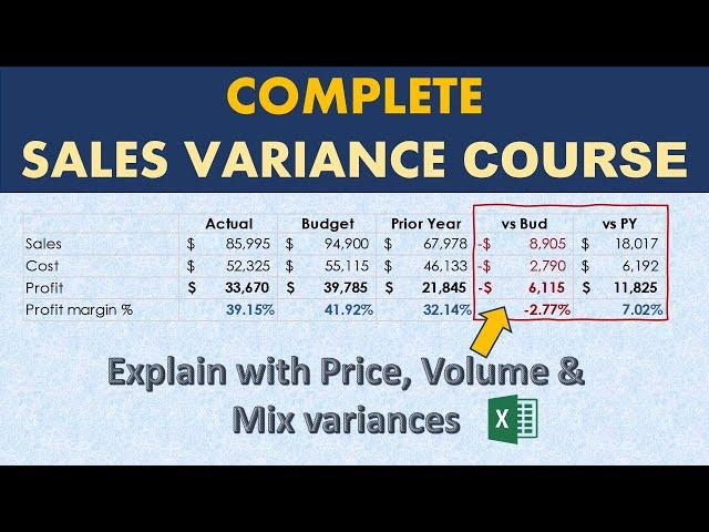 The Complete Sales and Profit Variance Analysis Course (Price, Volume, Mix impact on Profitability)