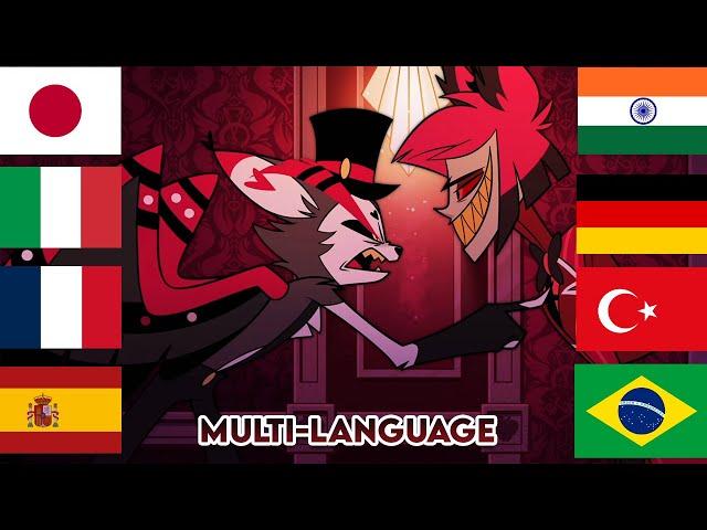 Alastor and Husk hallway scene in different languages | All official dubs