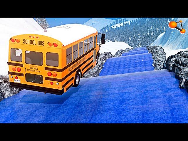 Cars Against ICY Undulating Road - BeamNG drive