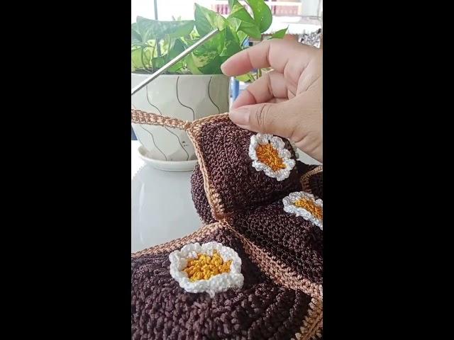 Steps for Crochets flowers bag #crochet #crochetting #bag #handbag #handmade #knitting