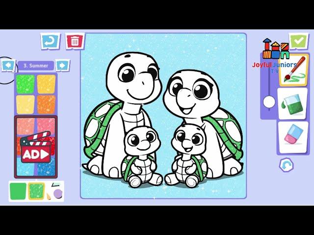 The Turtle Family Coloring, Drawing & Painting for Kids.