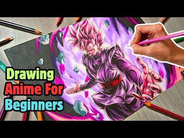 How To Draw Anime For Beginners | Drawing Black Goku #goku #dragonball