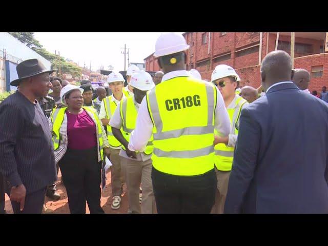 PRIME MINISTER ROBINAH NABBANJA INSPECTING ROADS THAT ARE UNDER CONSTRUCTION.