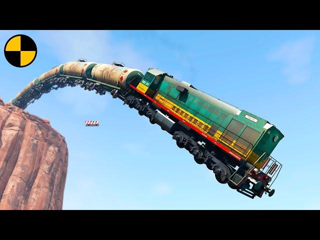 Trains vs Cliff  BeamNG.Drive