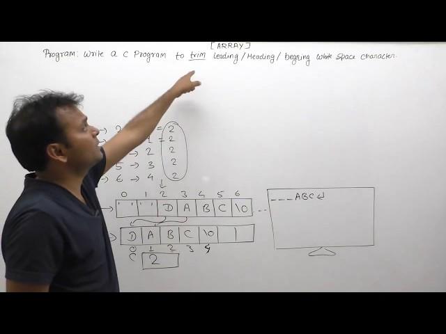 C Program To Trim Leading White Space From A String| c program to remove beginning spaces|Part845