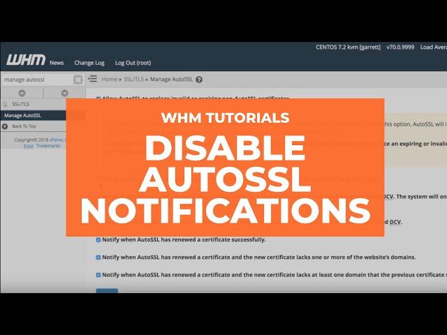 WHM Tutorials - How to Disable AutoSSL Notifications