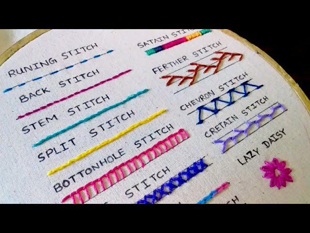 15 Basic Hand Embroidery Stitches Sampler For Absolute Beginners