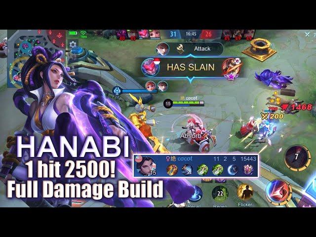Full Damage Build Hanabi! 1 hit 2500 ! Mlbb - Rank -