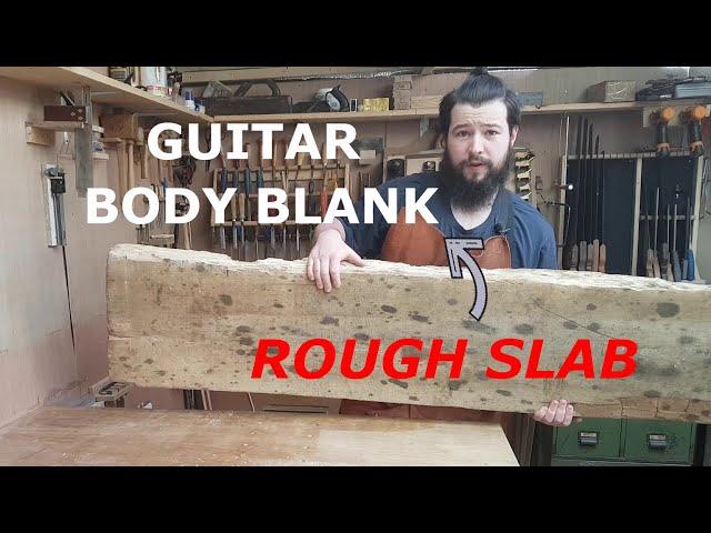 Preparing an Electric Guitar Body Blank from a Rough Slab of Spalted Wormy Elm Lumber