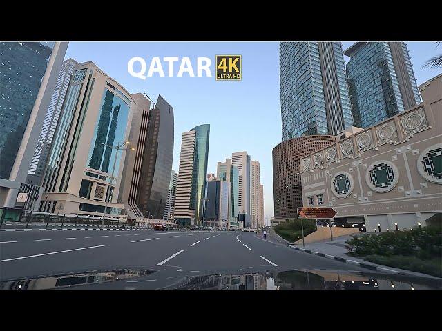 Qatar 4K - Driving Tour from City Center Doha Mall to Pearl Kempinski Hotel