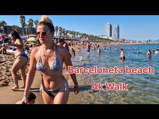 Barceloneta beach  Summer Vibes  Barcelona city️4k Chill walk