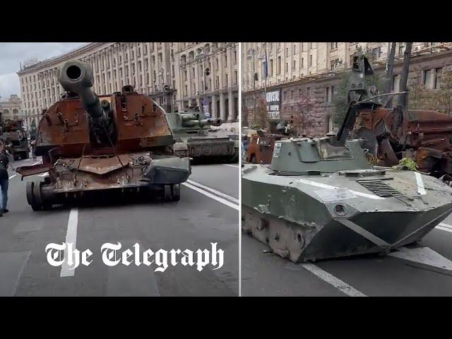 Ukraine mocks Moscow with parade of destroyed Russian tanks