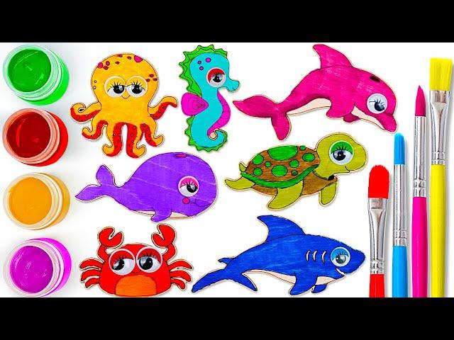 Drawing & Coloring Sea Animals | Best Learn Colors for Kids | Preschool Toddler Learning Video