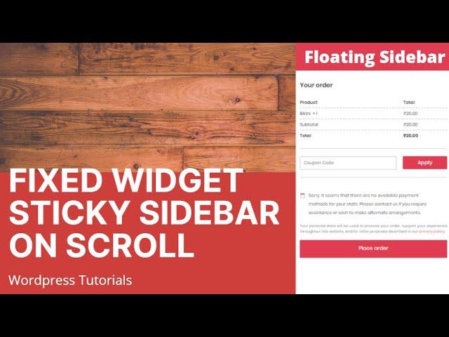 how to make sticky sidebar or fixed widget in wordpress in 2020