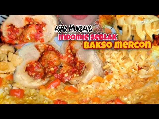 ASMR INDOMIE SEBLAK HOT JELETOT SPICY MEATBALLS MERCON | ASMR MUKBANG INDONESIA