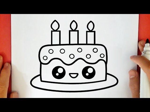 HOW TO DRAW A CUTE BIRTHDAY CAKE