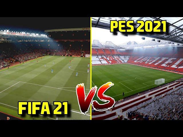  FIFA 21 vs PES 2021 - ALL Stadiums Comparison Ft. Emirates, Old Trafford | Fujimarupes