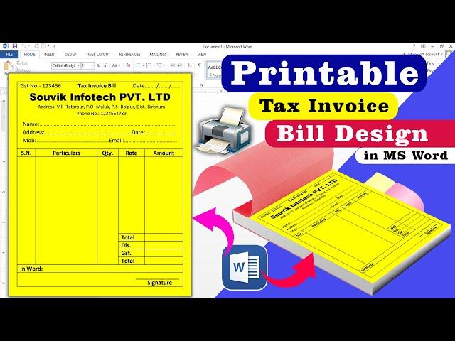 How to make Bill Book in MS Word | Bill Invoice in MS Word | MS Word Tutorial