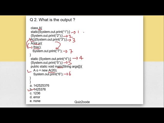 Java: MCQs on static and initializer block part(2)