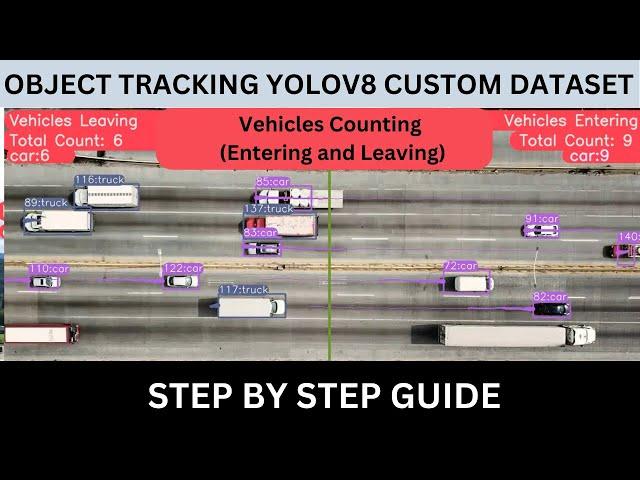 Real Time Object Tracking using YOLOv8 on Custom Dataset: Vehicles Counting (Entering and Leaving)