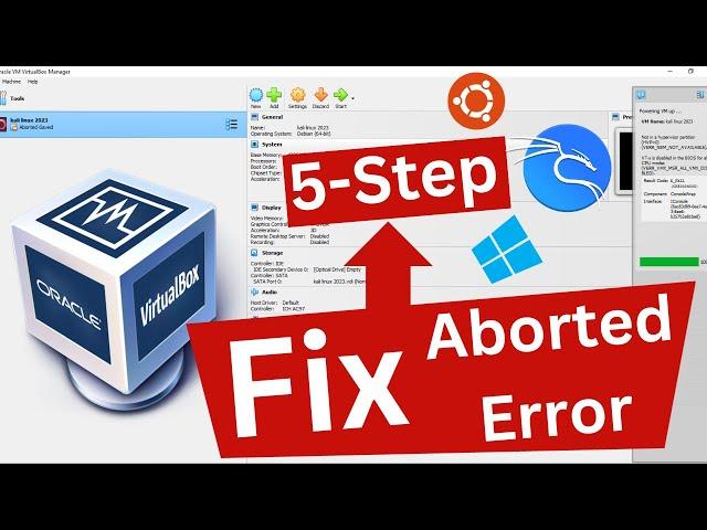 How to Fix "Aborted" issue VirtualBox (Kali Linux ,Windows,Ubuntu )#kalilinux #aborted#virtualbox