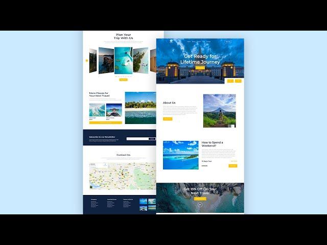 Create Animated Travel Website HTML, CSS and JavaScript