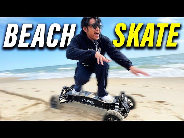 RIDING ELECTRIC SKATEBOARDS ON THE BEACH