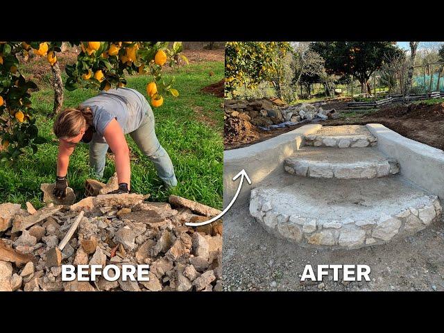 Building a Garden Wall from Random RUBBLE? Rustic Stone Steps to the Garden