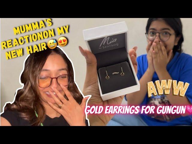 Mumma's reaction on my Ash grey hair+ gifting gungun gold earrings||Yashasvi Rajpoot||